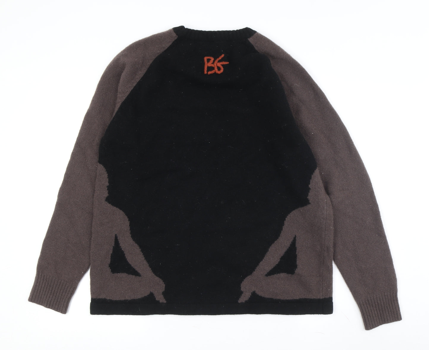 Blue Guru Men's Black Wool Nylon Pullover Jumper L