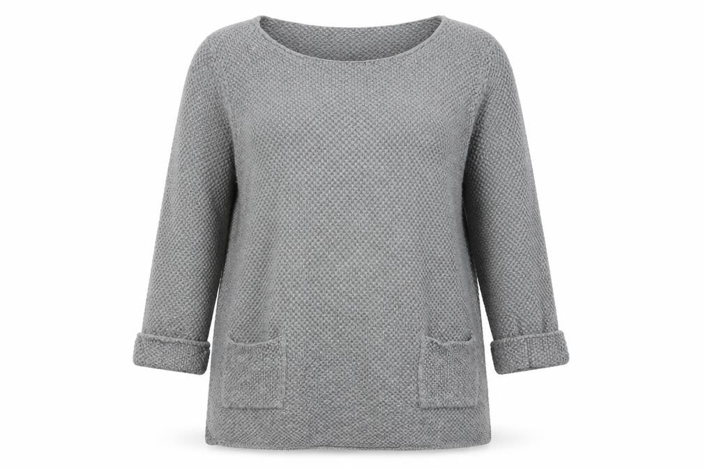 Front view of Monari Women's Grey Tunic Jumper, size 14