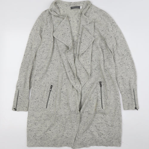 Mint Velvet Women's Grey Cardigan Size 10 with Zip Accents