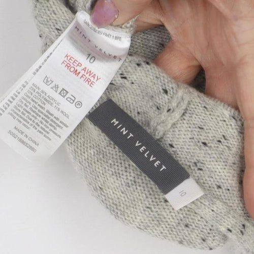 Mint Velvet Women's Grey Cardigan Size 10 with Zip Accents