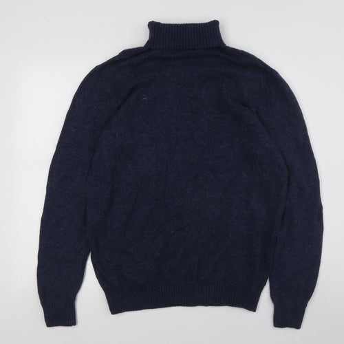 Dressmann Men's Blue Wool Roll Neck Pullover 2XL