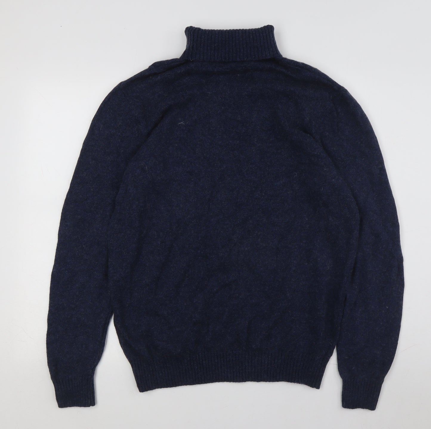 Dressmann Men's Blue Wool Roll Neck Pullover 2XL