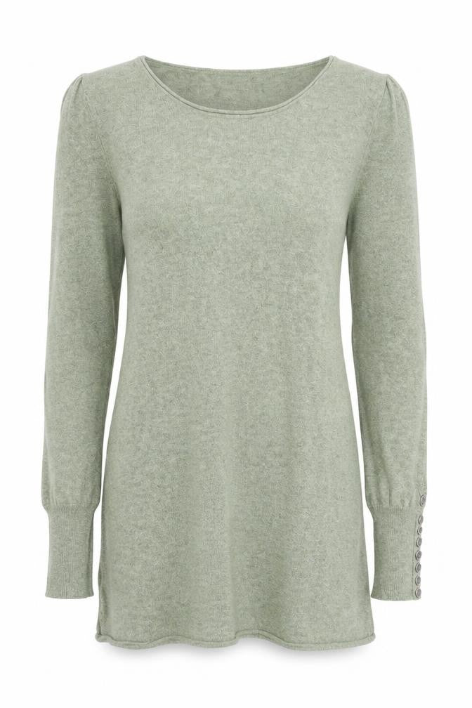 Front view of Mint Velvet Women's Green Tunic Jumper, size 12
