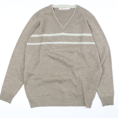 EWM Men's Beige V-Neck Pullover Jumper, Size S