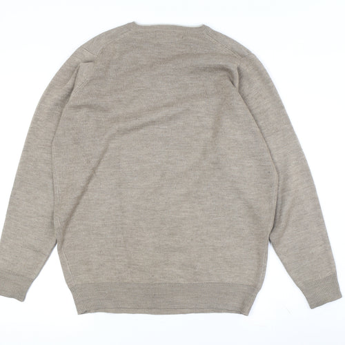 EWM Men's Beige V-Neck Pullover Jumper, Size S