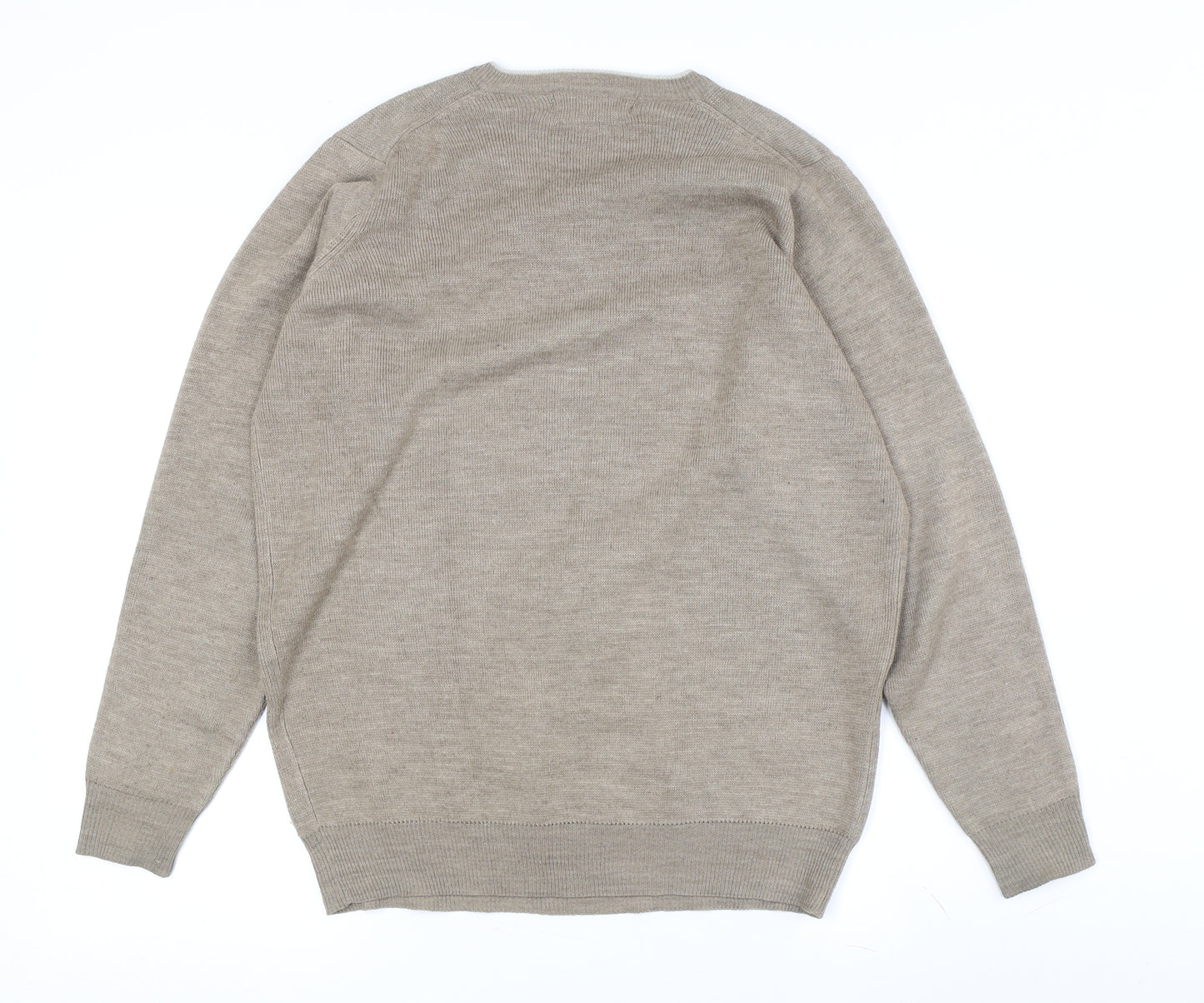 EWM Men's Beige V-Neck Pullover Jumper, Size S
