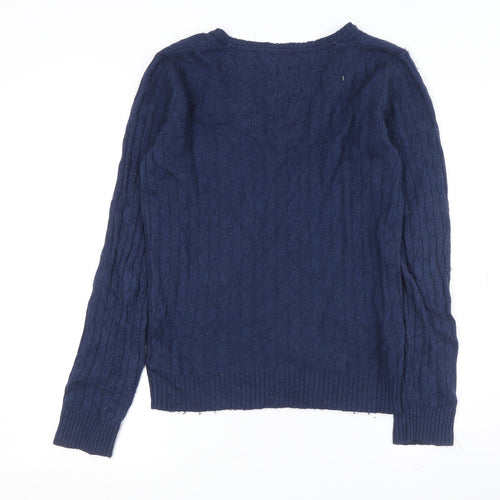 Crew Clothing Women's Blue V-Neck Pullover Jumper