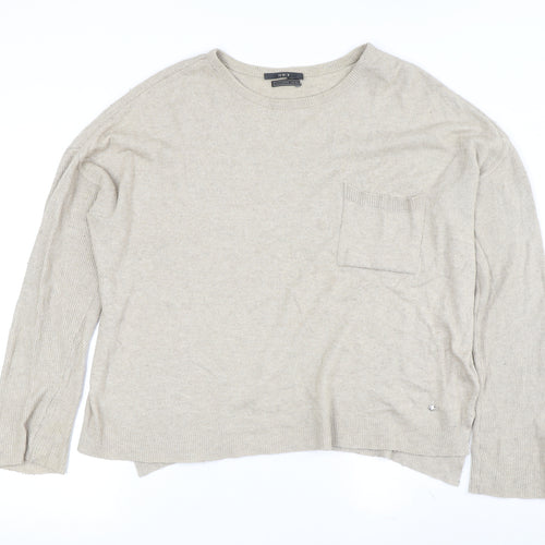 SET Women's Beige Pullover Jumper Crew Neck Size 8