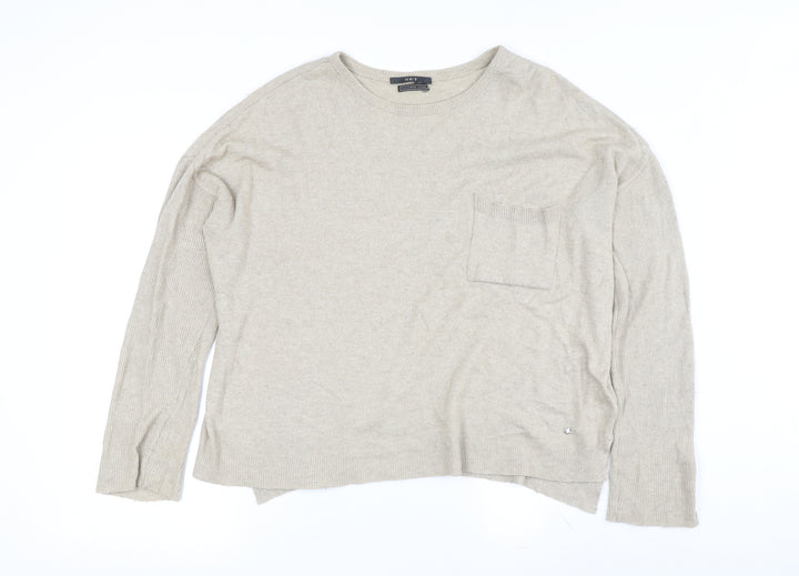 SET Women's Beige Pullover Jumper Crew Neck Size 8