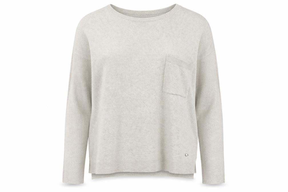 Front view of SET Women's Beige jumper Crew Neck, size 8