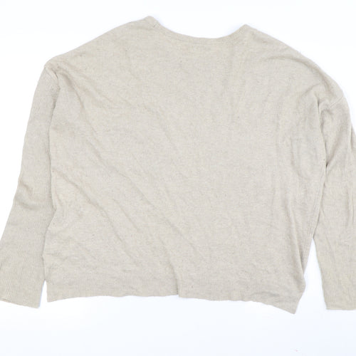 SET Women's Beige Pullover Jumper Crew Neck Size 8
