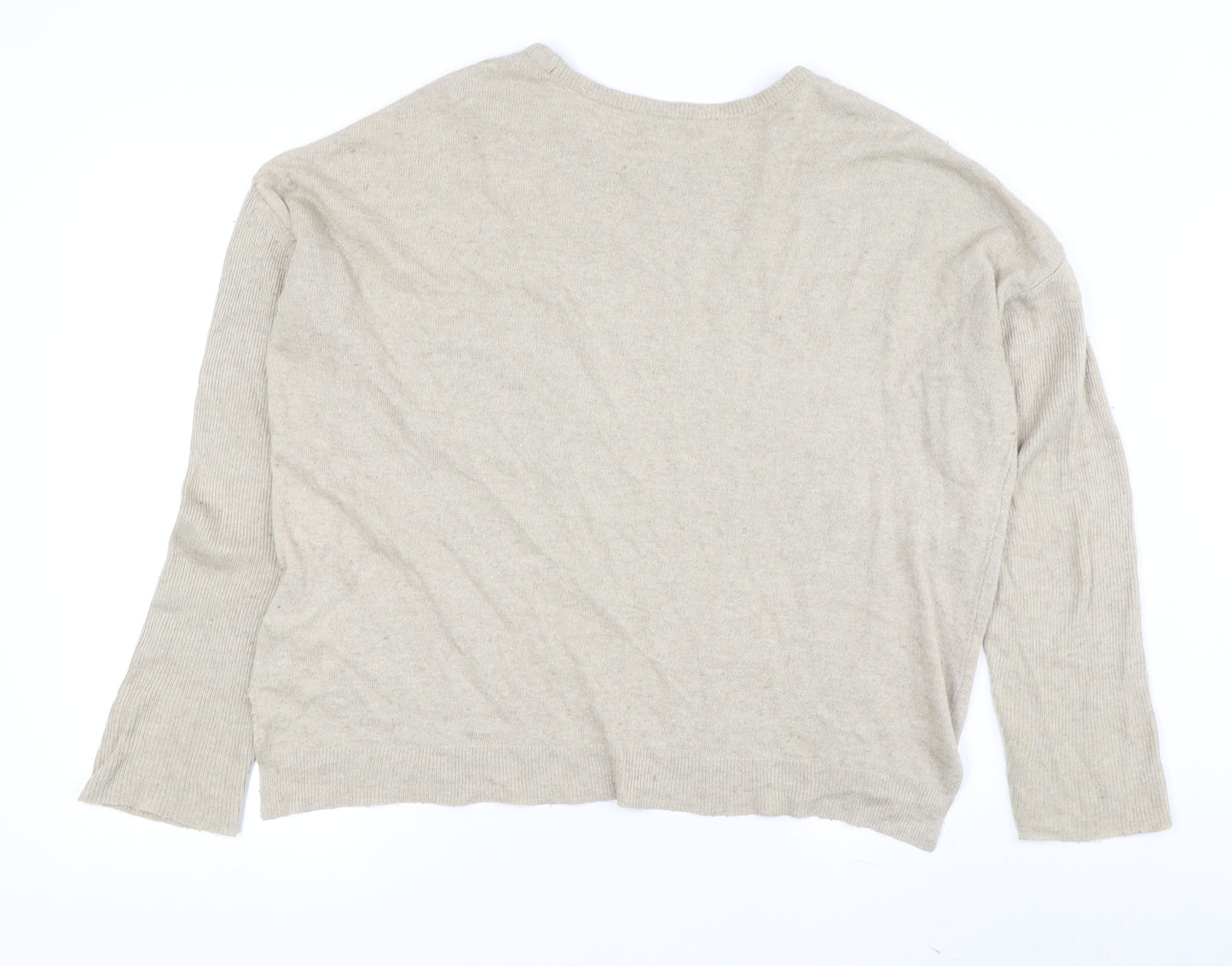 SET Women's Beige Pullover Jumper Crew Neck Size 8