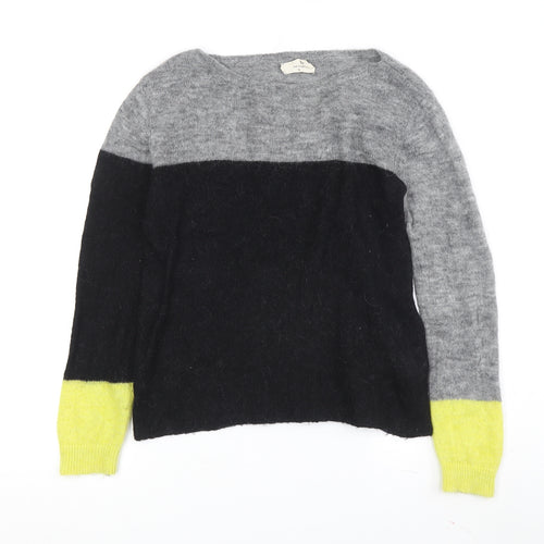 Harris Wilson Women's Black Grey Yellow Pullover Jumper S