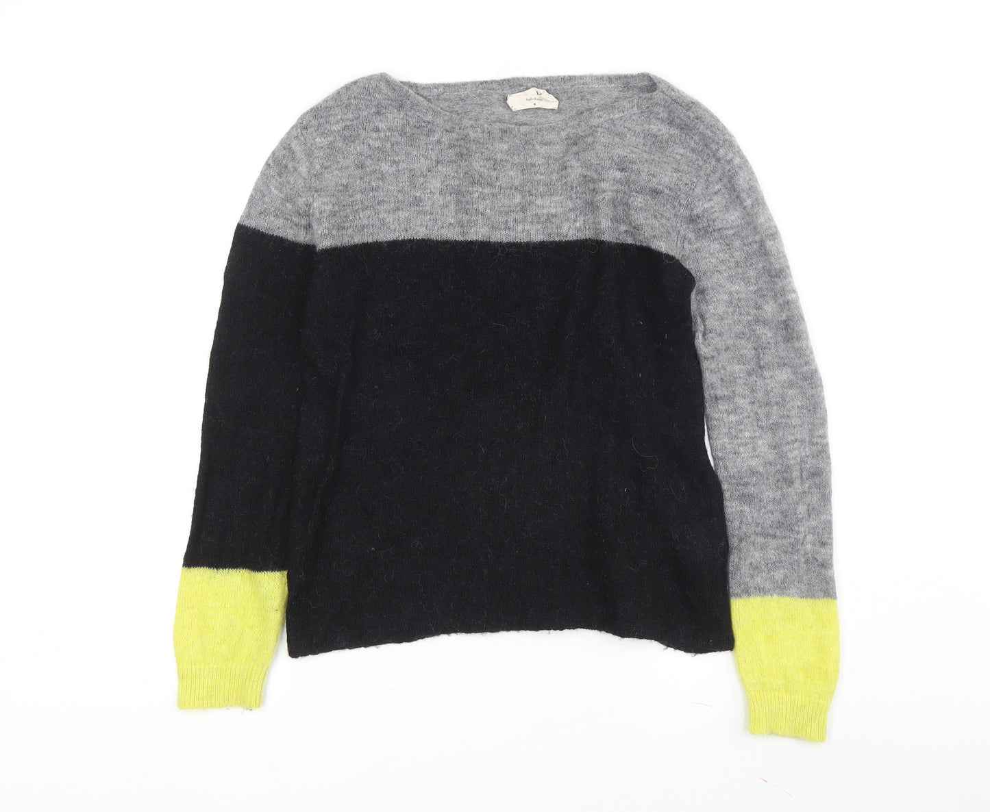 Harris Wilson Women's Black Grey Yellow Pullover Jumper S