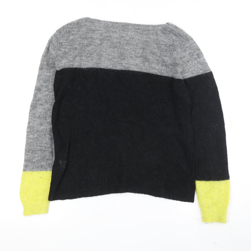 Harris Wilson Women's Black Grey Yellow Pullover Jumper S
