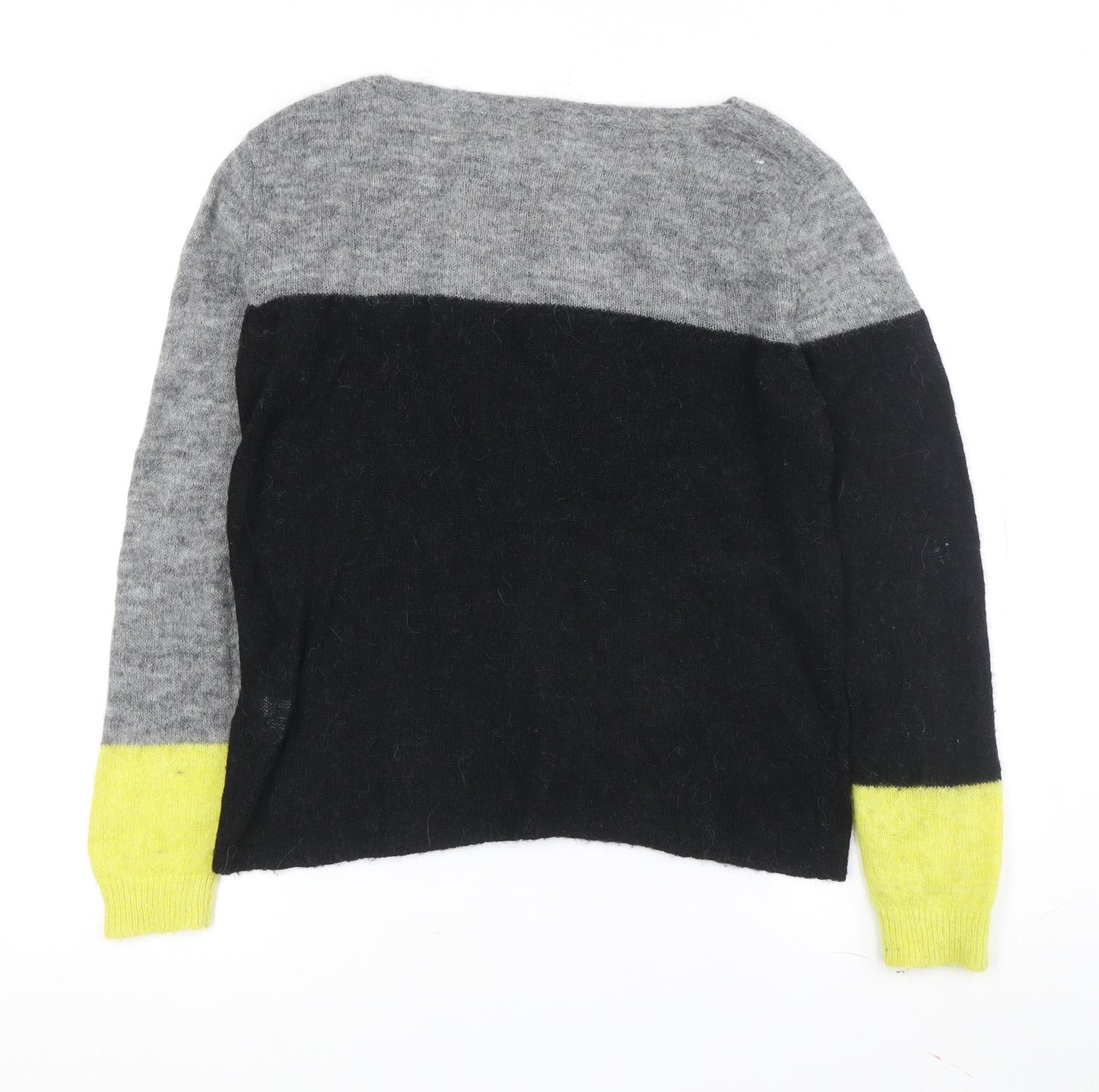 Harris Wilson Women's Black Grey Yellow Pullover Jumper S