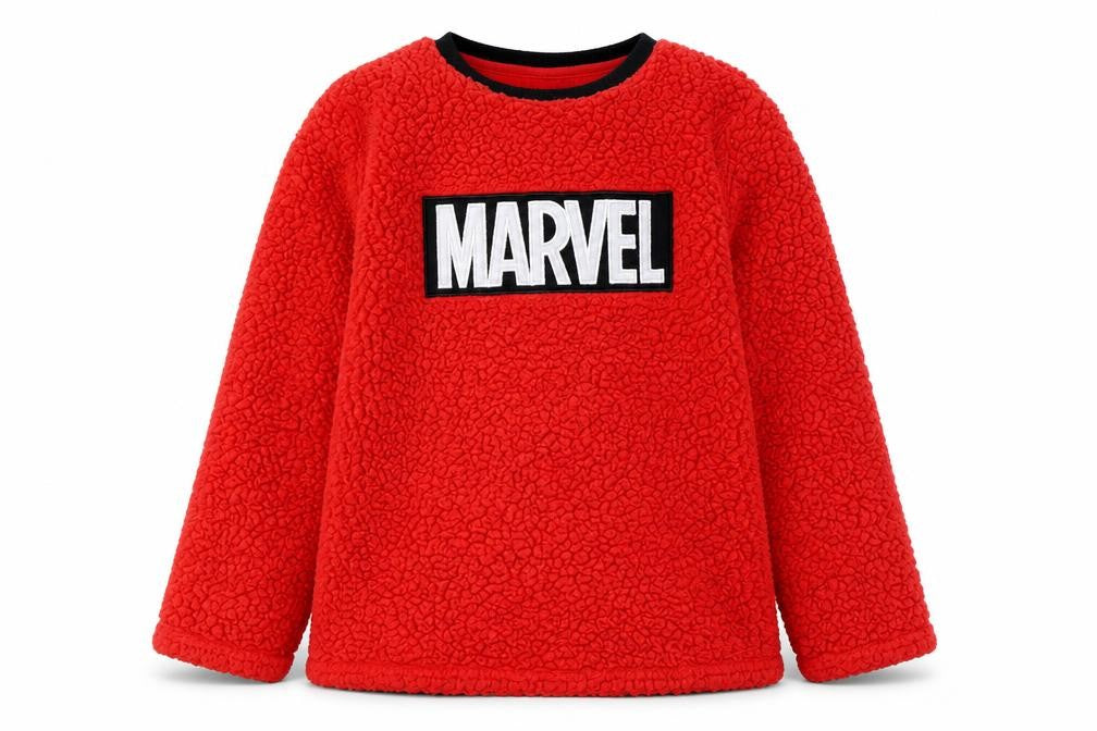 Front view of Marvel girls’ red pullover fleece sweatshirt - 11-12 years