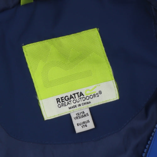 Regatta Boys Blue Parka Jacket 15-16 Years Hooded Waterproof