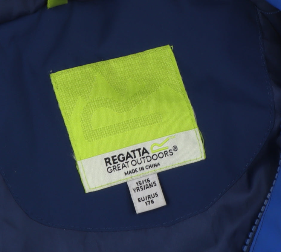 Regatta Boys Blue Parka Jacket 15-16 Years Hooded Waterproof