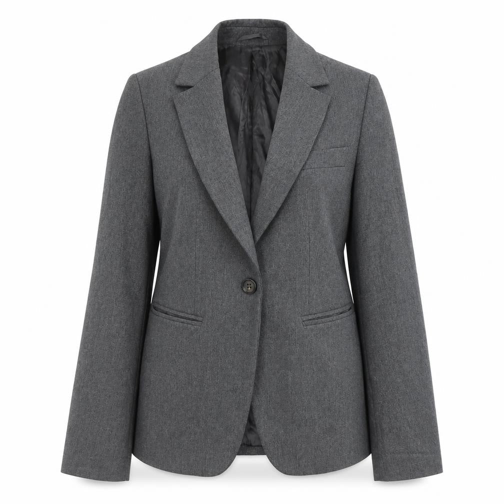 Front view of United Colors of Benetton Women's Grey Polyester Blend Blazer Jacket, size 10