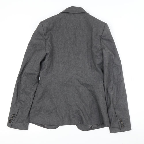 United Colors of Benetton Women's Grey Polyester Blend Blazer Jacket Size 10