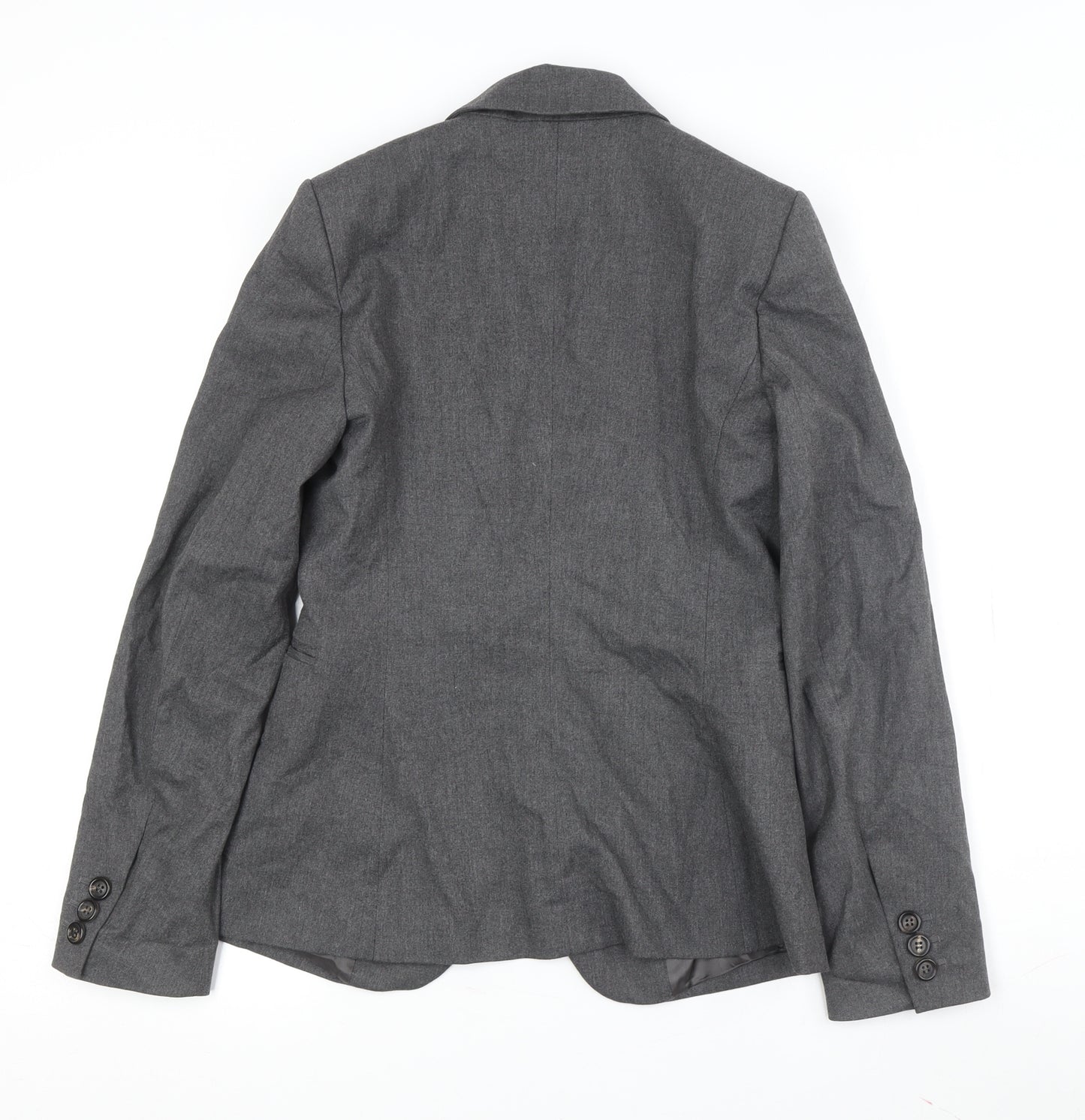 United Colors of Benetton Women's Grey Polyester Blend Blazer Jacket Size 10