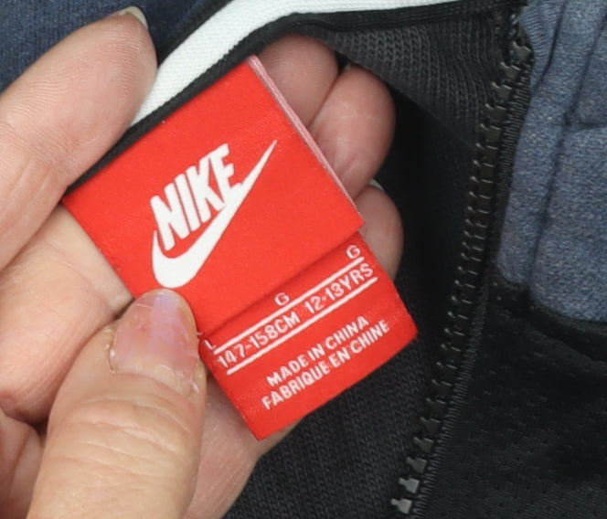 Nike Boys Full Zip Black Hoodie, Age 12-13, Casual Sporty Outfit