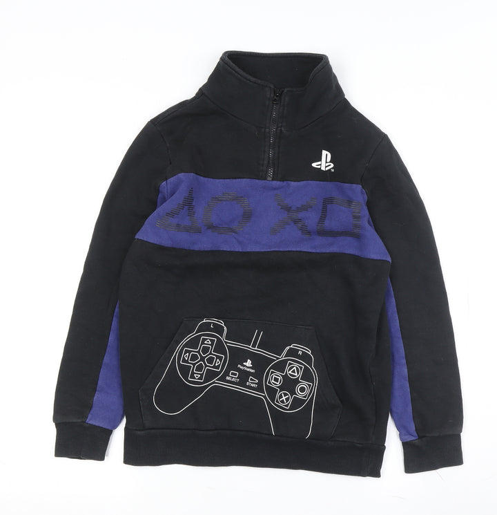 Playstation Boys Black & Blue Sweatshirt 11-12Y, Graphic, 1/2 Zip