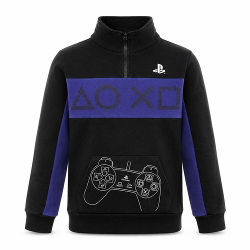 Playstation Boys Black & Blue Sweatshirt 11-12Y, Graphic, 1/2 Zip