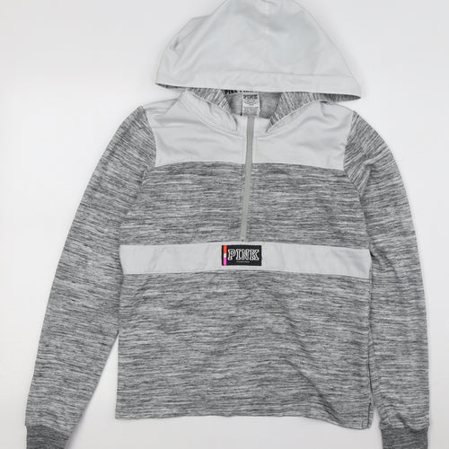 PINK Women's Grey Full Zip Hoodie XS, Casual Comfort