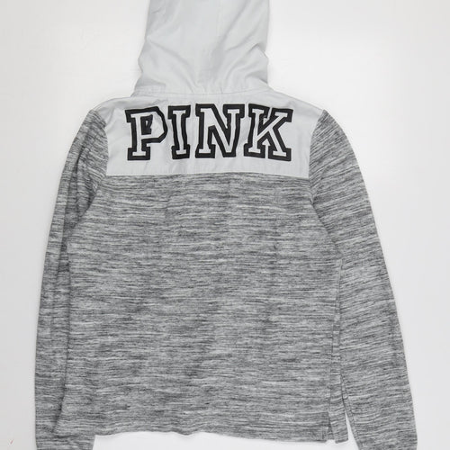 PINK Women's Grey Full Zip Hoodie XS, Casual Comfort