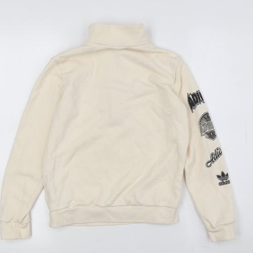 Adidas Boys Ivory 1/2 Zip Hoodie - Size 9-10, Graphic Print