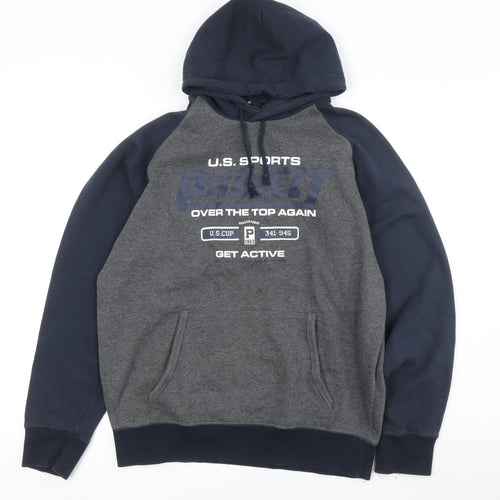 vanVaan Men's Grey & Blue Pullover Hoodie M