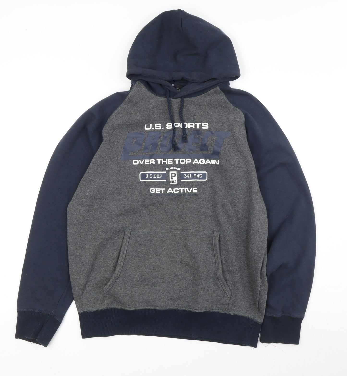 vanVaan Men's Grey & Blue Pullover Hoodie M