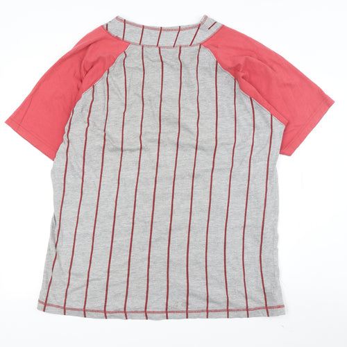 Touch Down Men's Grey Red L Striped Sports Tee