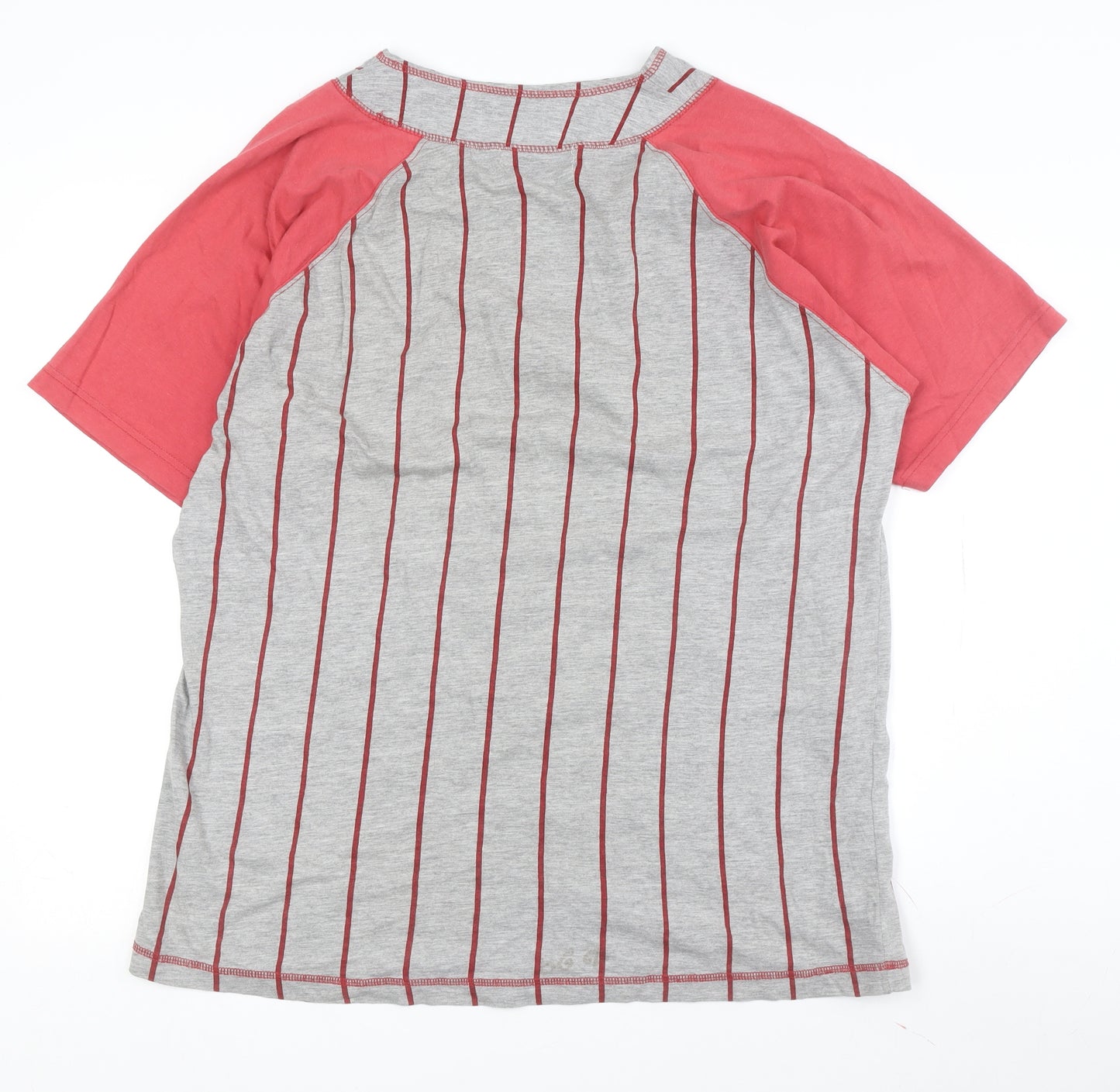 Touch Down Men's Grey Red L Striped Sports Tee