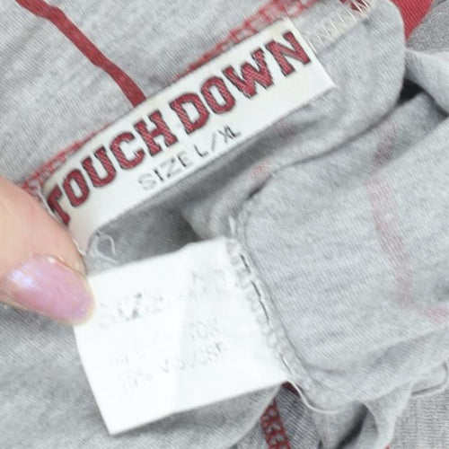 Touch Down Men's Grey Red L Striped Sports Tee
