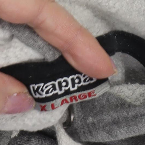 Kappa Men's Grey Pullover Hoodie XL Logo Accents