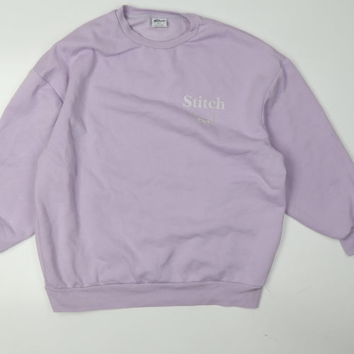 Disney Women's Purple Stitch Sweatshirt S, Graphic Print