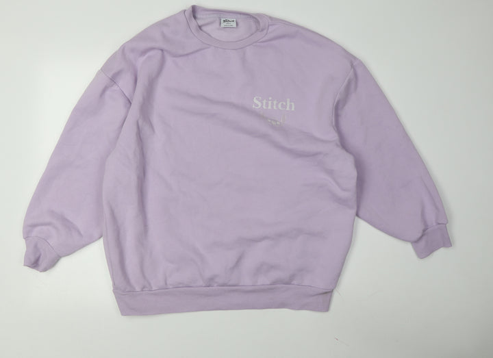 Disney Women's Purple Stitch Sweatshirt S, Graphic Print