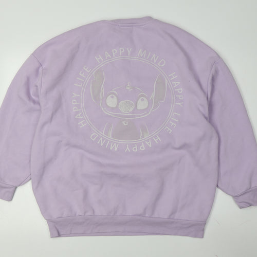 Disney Women's Purple Stitch Sweatshirt S, Graphic Print