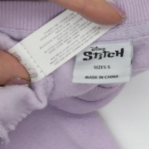 Disney Women's Purple Stitch Sweatshirt S, Graphic Print