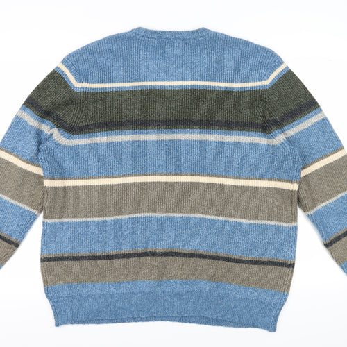 Marks and Spencer Men’s Blue 2XL Striped Pullover Jumper