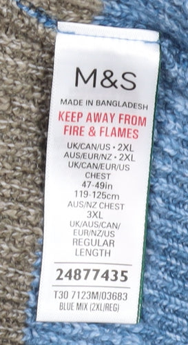 Marks and Spencer Men’s Blue 2XL Striped Pullover Jumper