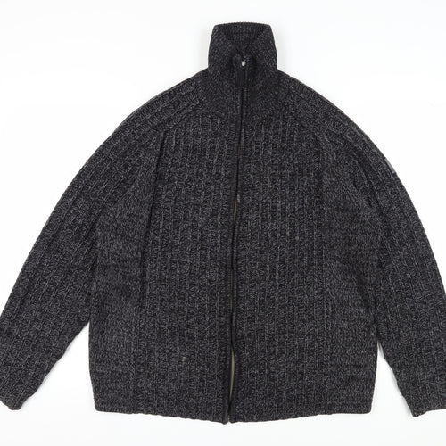 Next Men's Black Cable-Knit Full Zip Jumper Large