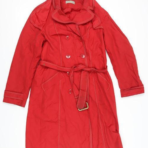 Wallis Women's Red Trench Coat, Size 16, Belted, Casual