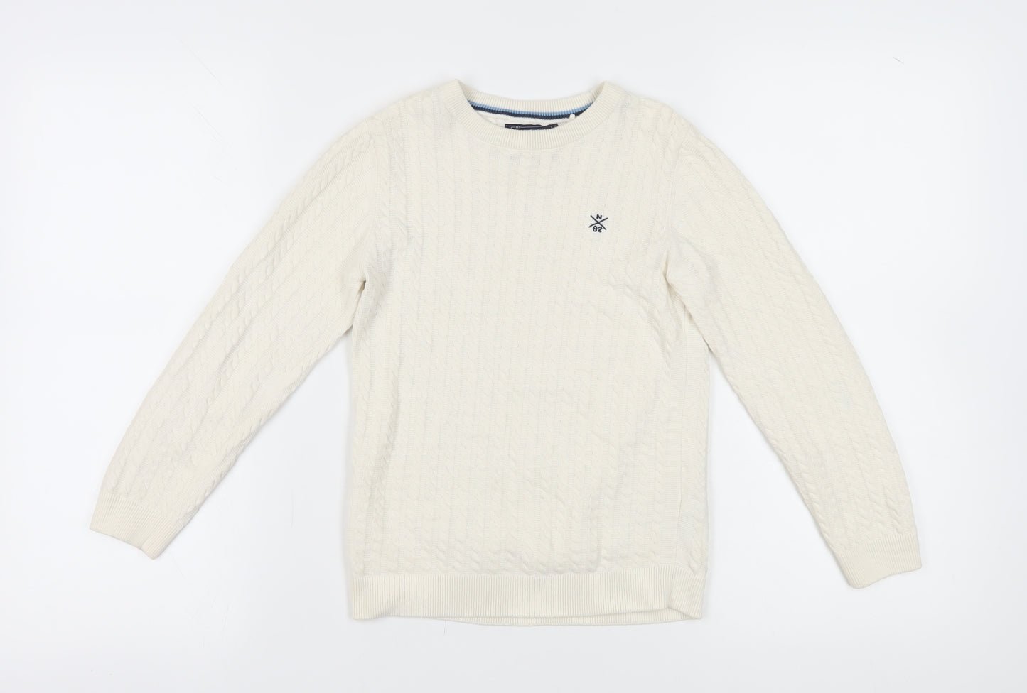 Next Girls Ivory Cotton Pullover Jumper, Size 8 Years