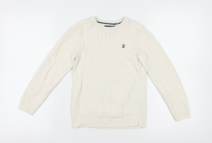 Next Girls Ivory Cotton Pullover Jumper, Size 8 Years