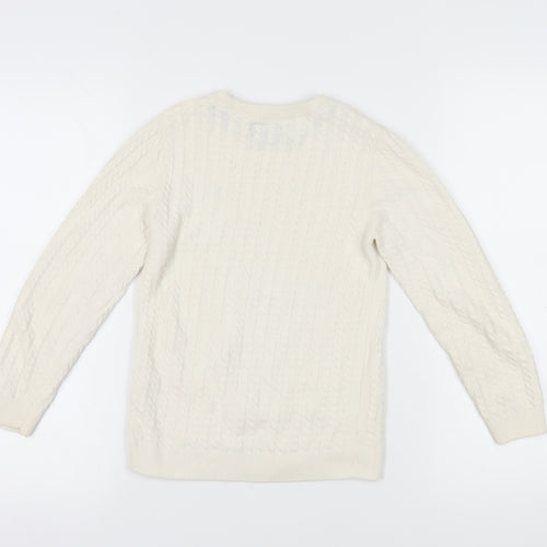 Next Girls Ivory Cotton Pullover Jumper, Size 8 Years