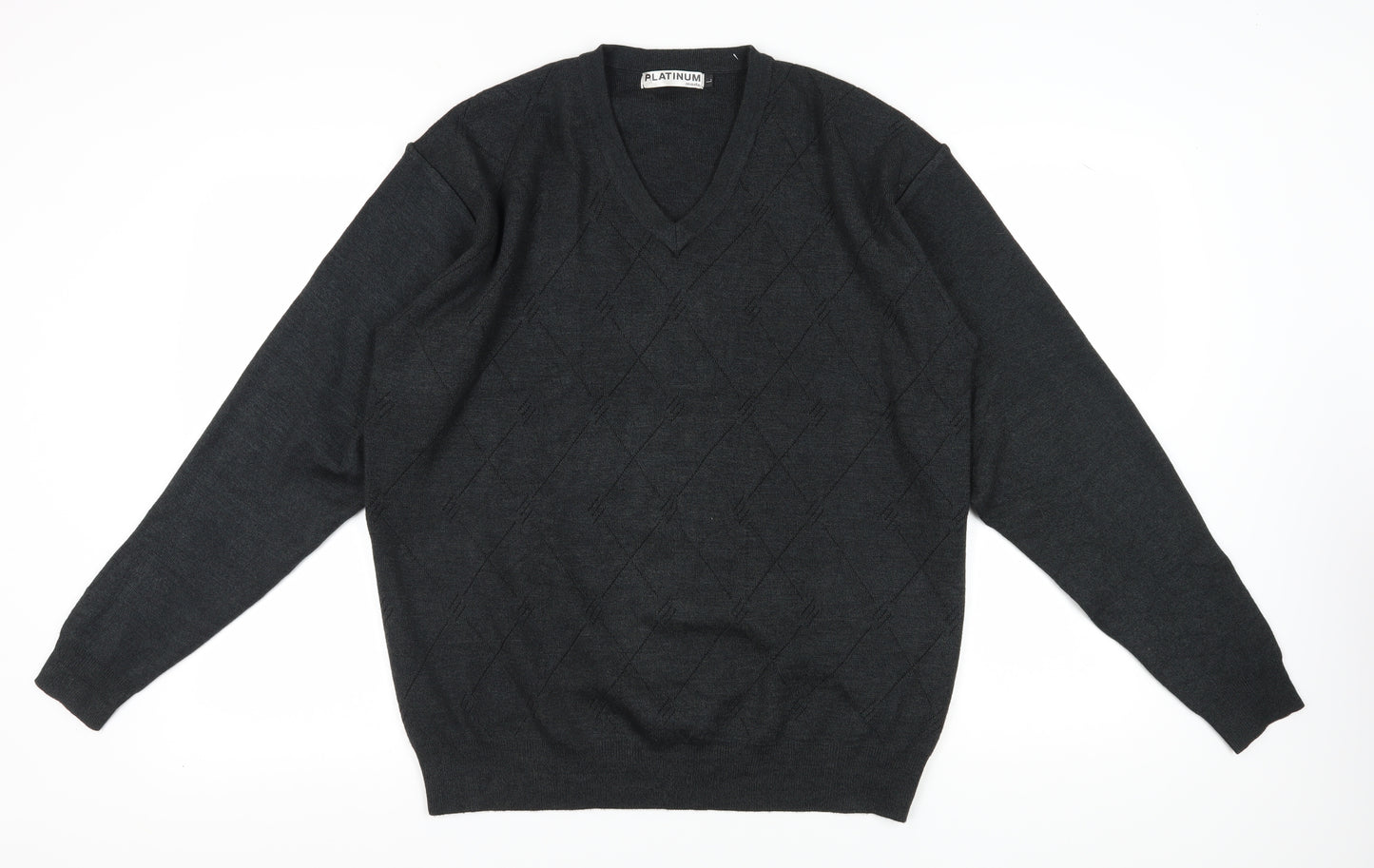 Platinum Men's Black V-Neck Pullover Jumper L